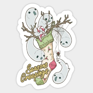 Creepy Christmas Stocking Greetings Sticker